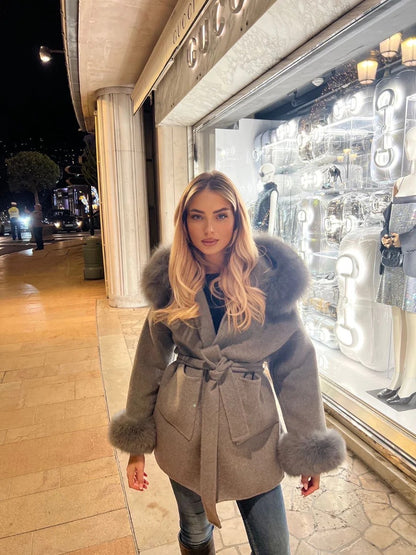 Cashmere Coat cuff short